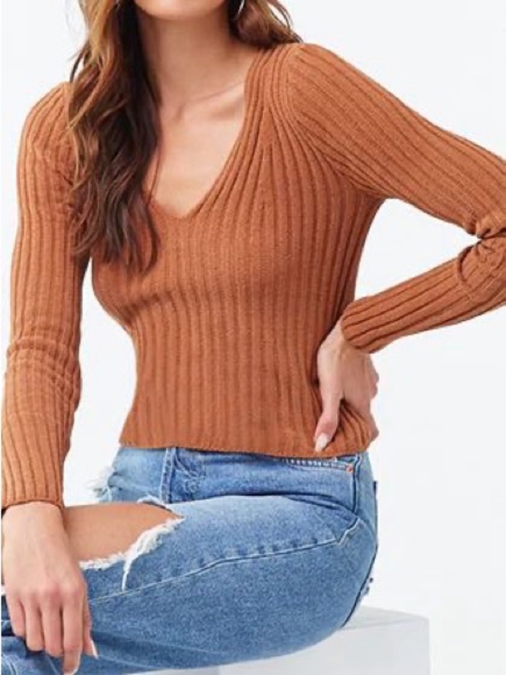 V-Neck Ribbed Crop Sweater
Abound - Picture 2 of 8